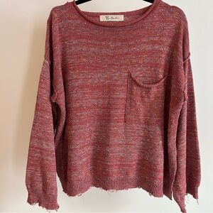 Lyn Burches boutique red distressed‎ sweater S/M